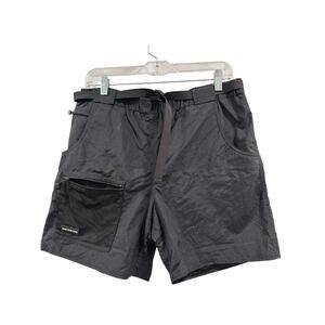 Aime Leon Dore Tech Cargo Shorts Ripstop Nylon Belted Fishing Hiking Black Sz 34